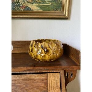 Judy of California Pottery Artichoke Brown Drip Glaze Planter